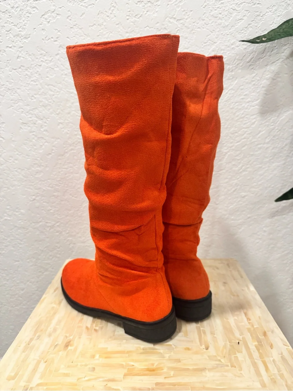 Women's Orange Suede Knee-High Boots